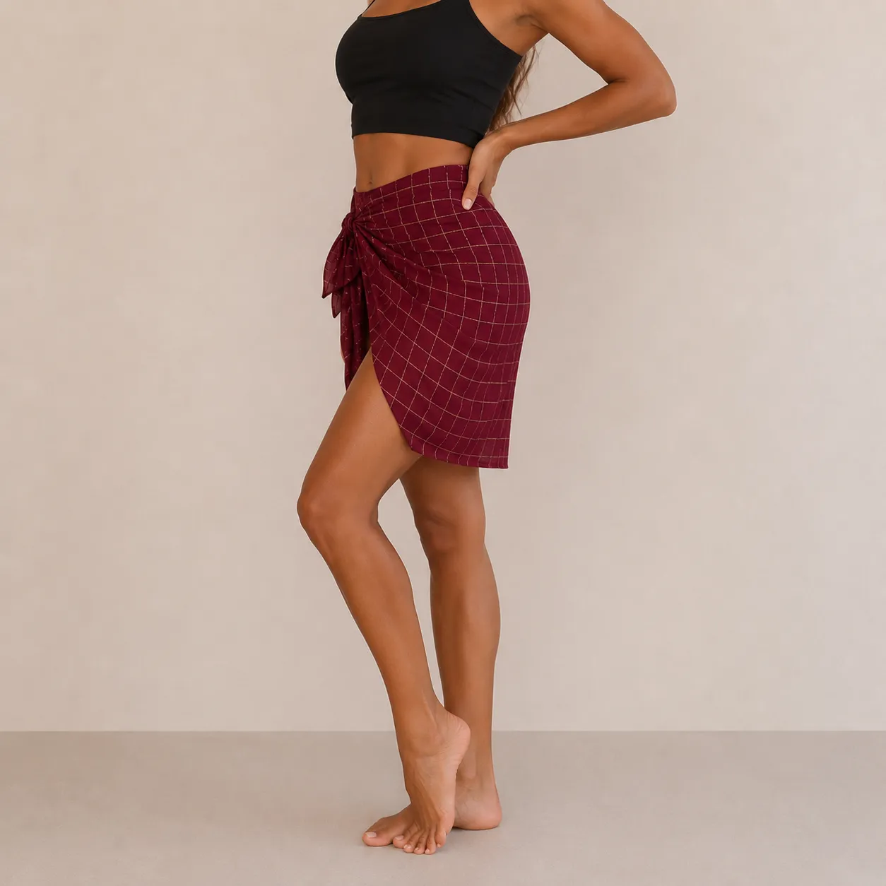 Cache-maillot Bordeaux argenté – Image 2