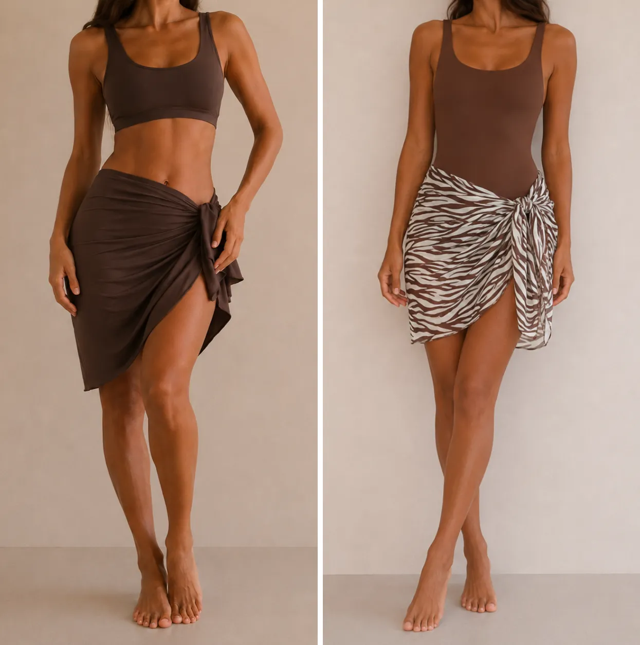 Duo - 2 Cache-Maillots – Brun Choco et Safari