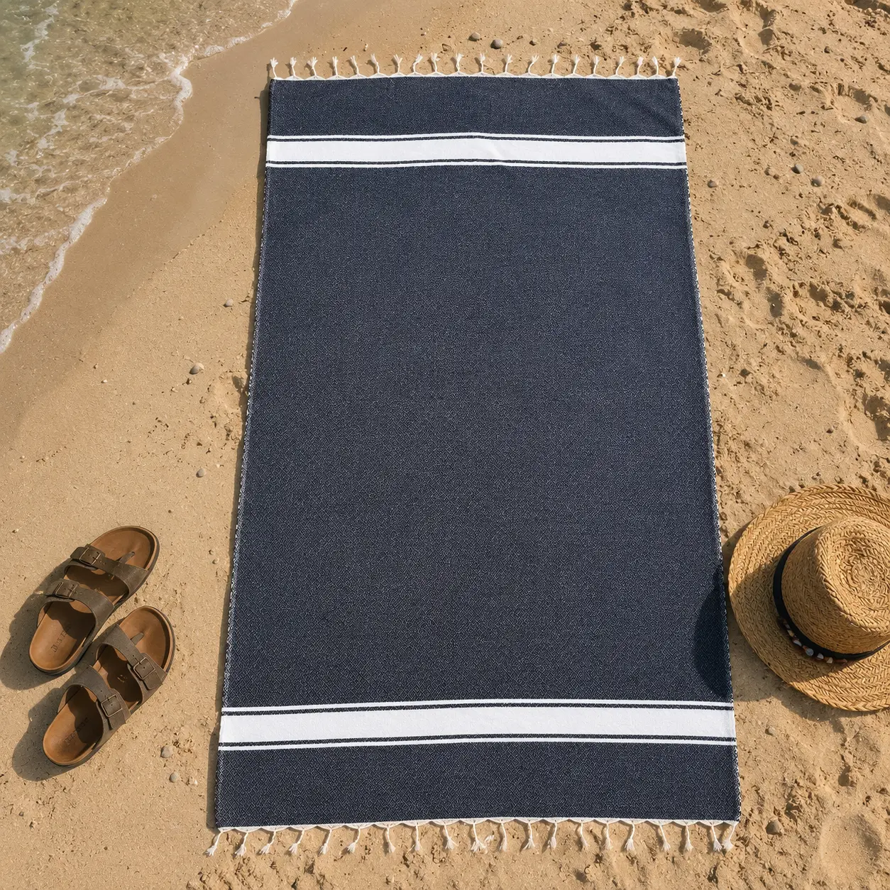 Serviette Bleu Graphite - Taderazt (Tissé à la main )