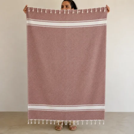 Serviette rose terracotta - Taderazt (Tissé à la main )