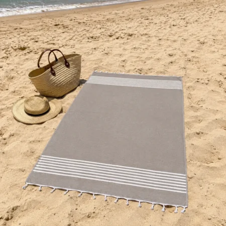 Serviette légère Taupe Sable - Taderazt (Tissé à la main )