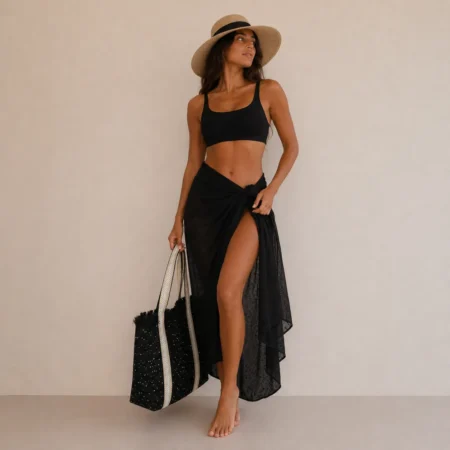 Pack de 3 : Paréo noir, Chapeau et Sac Nour